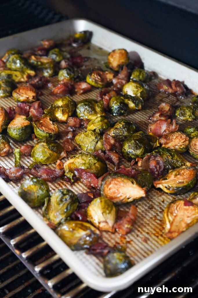 Crispy smoked Brussels sprouts with bacon