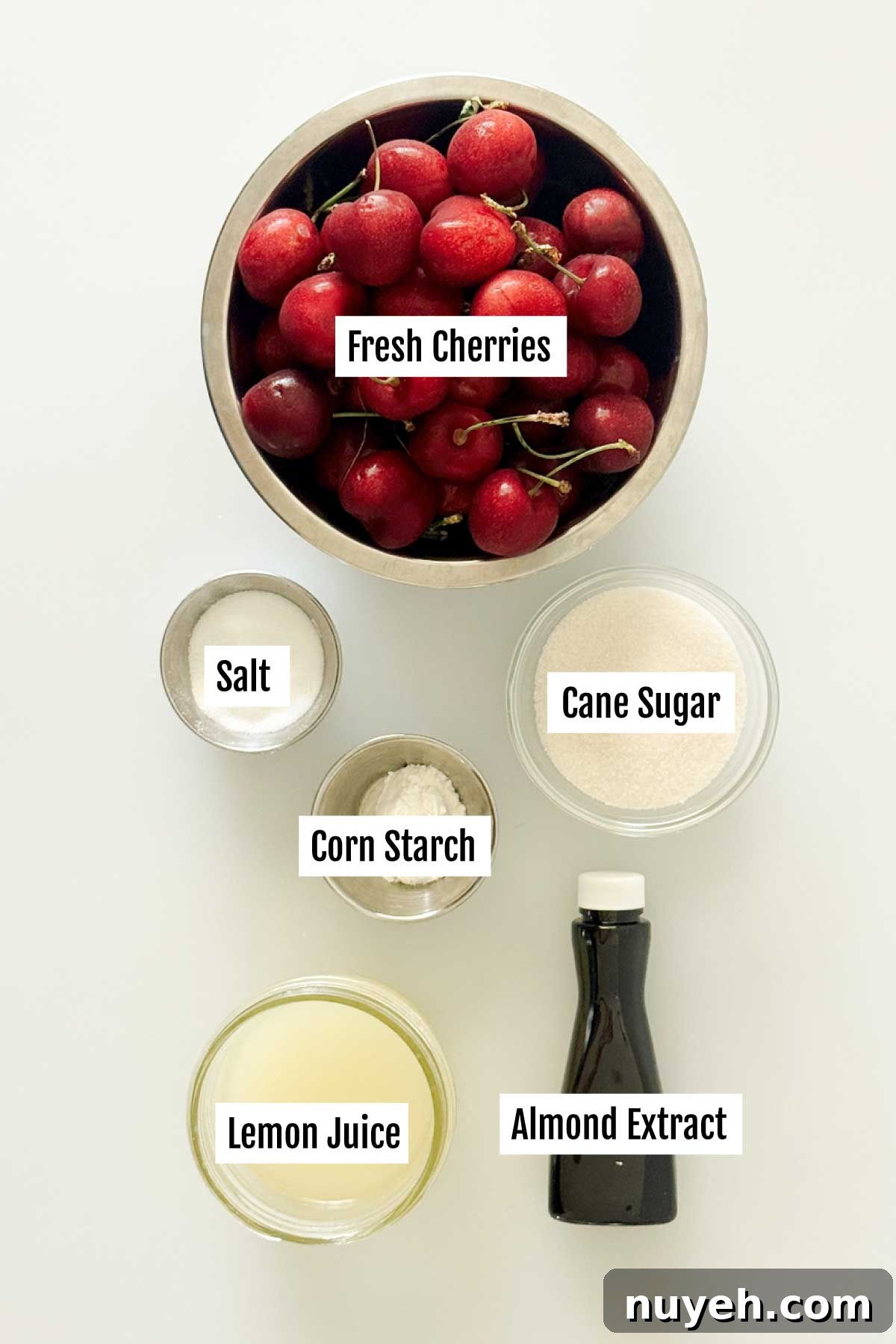Cherry Compote in 15 Minutes: Dessert Topping Recipe 2 All the ingredients you need to make a cherry compote dessert sauce.
