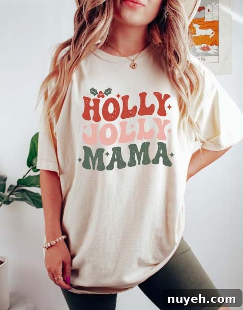 Christmas Shirts for Moms: Cute and Festive Holiday Tees 16 holly jolly mama tee