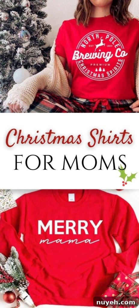 Christmas Shirts for Moms to celebrate the holiday season! Festive tees and sweatshirts moms will love! #fashion #christmas #christmastee #christmassweater #holidayfashion #holidaysweater Christmas Shirts for Moms