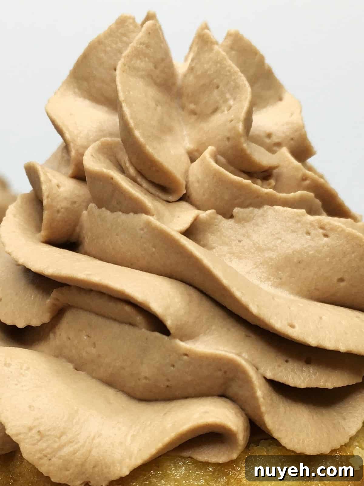 Banana Cupcakes with Dulce de Leche Frosting 2 Milk chocolate whipped frosting: Close up