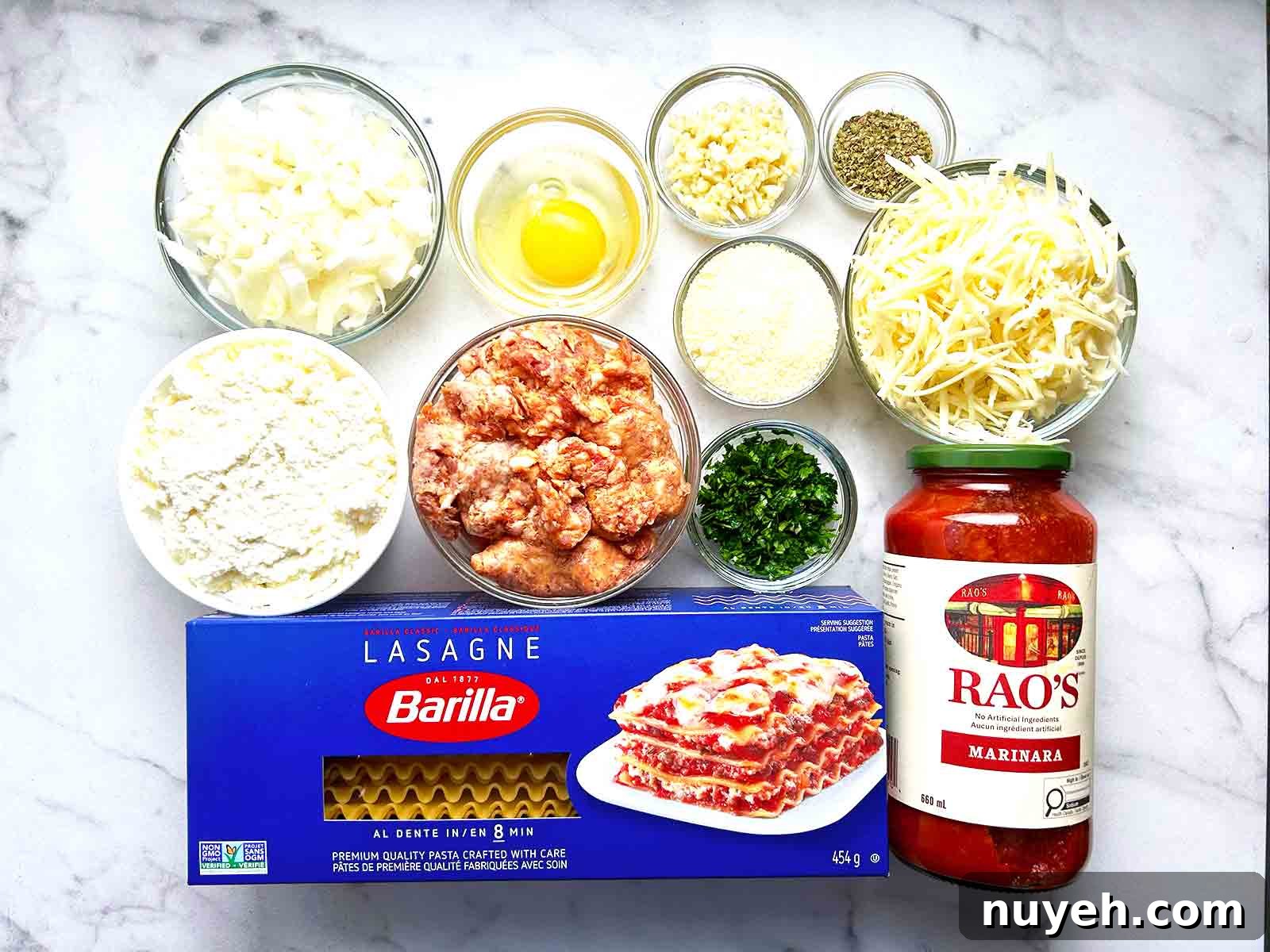 ingredients prepped in bowls.