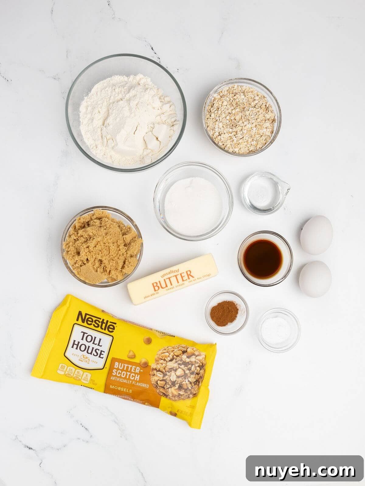 ingredients for oatmeal scotchie cookies