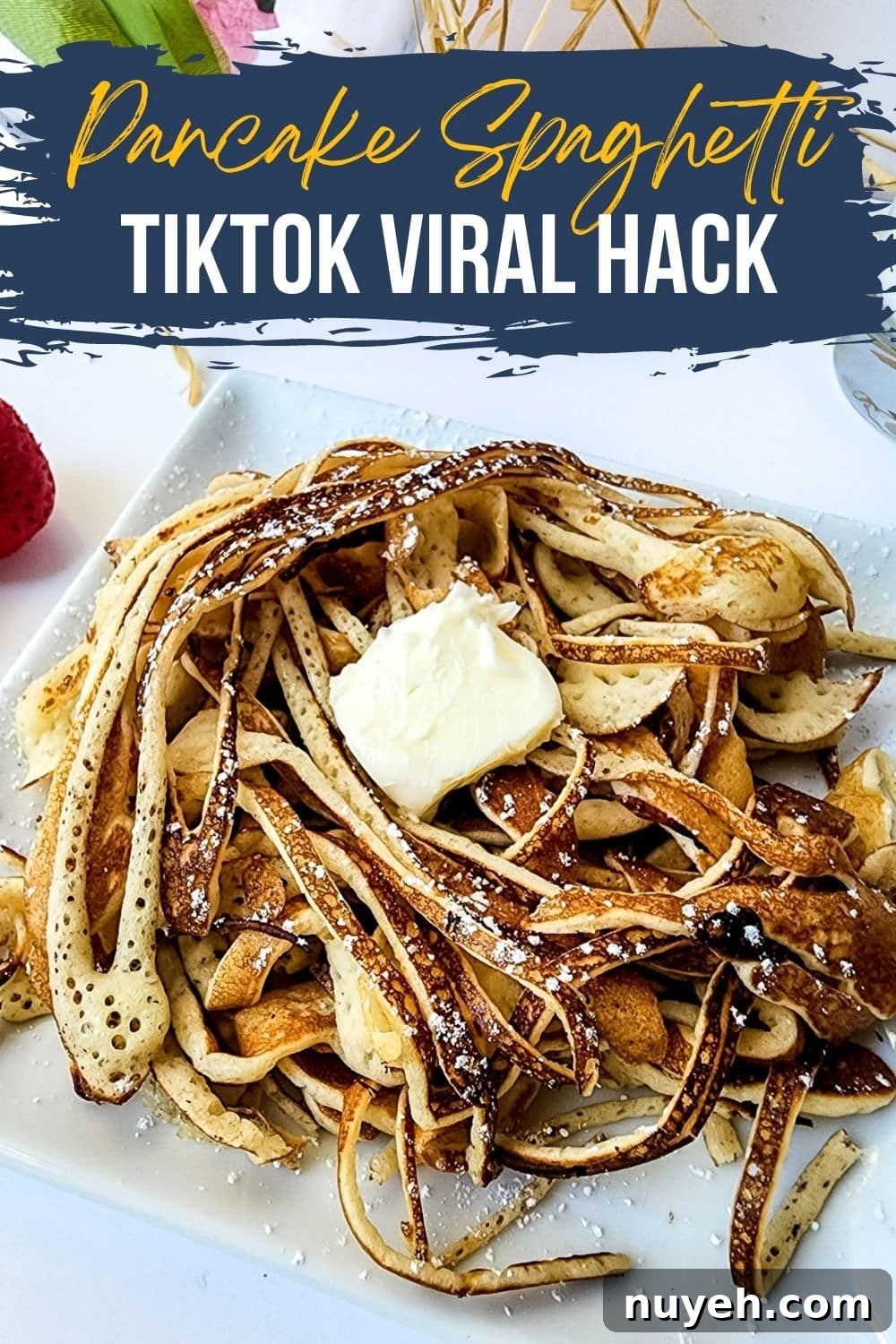 pancake pasta hack with butter on top