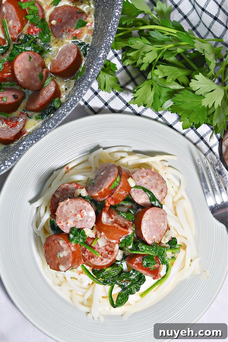 Creamy Keto Tuscan Sausage Skillet