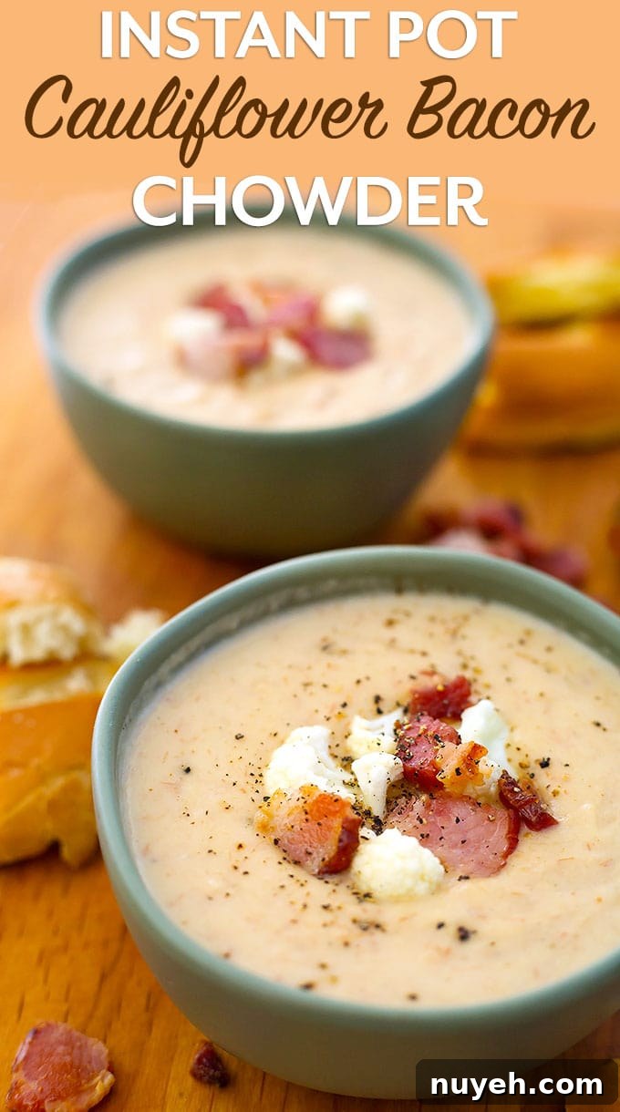 Instant Pot Cauliflower Bacon Chowder with title