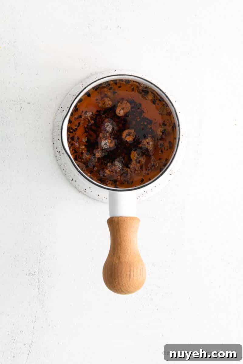Top view photo of garlic chili oil.