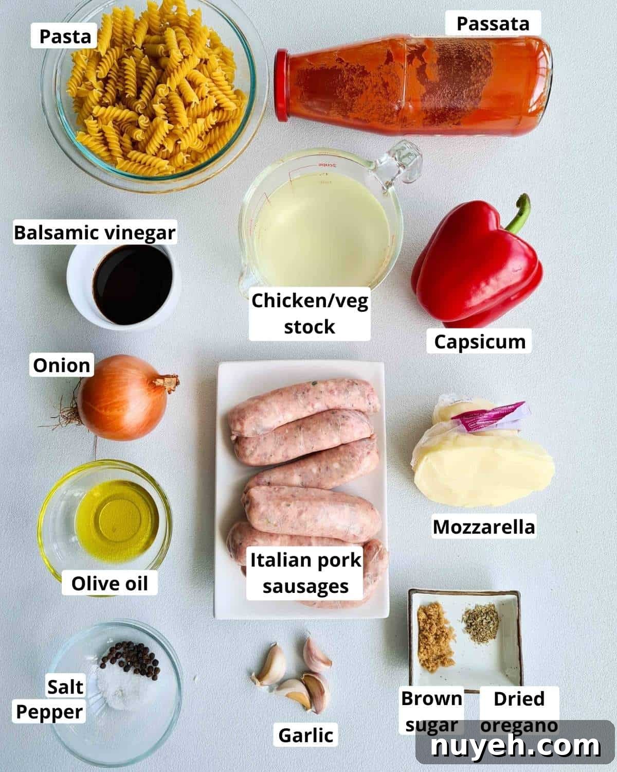 All the ingredients required to make this recipe, labaled