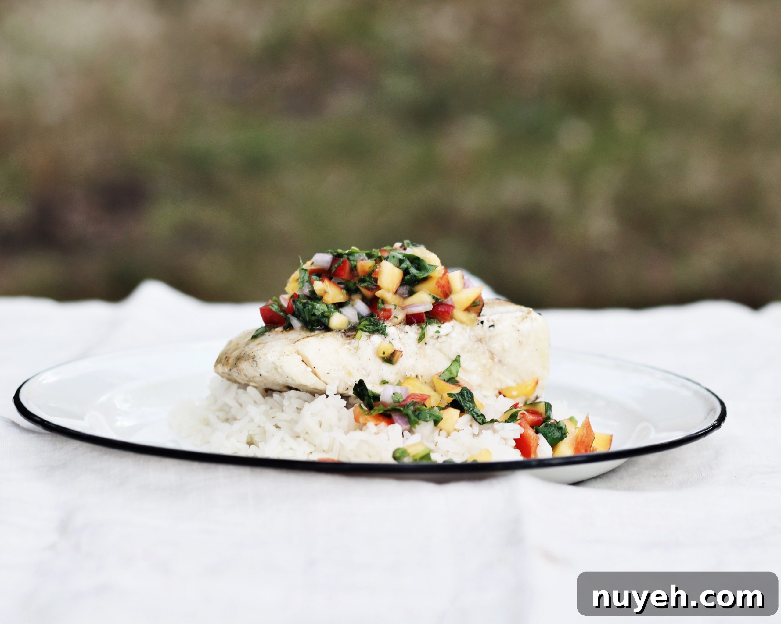 Halibut with Mango Salsa & Coconut Rice