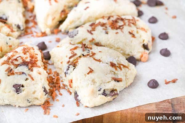 Coconut and Dark Chocolate Ricotta Scones