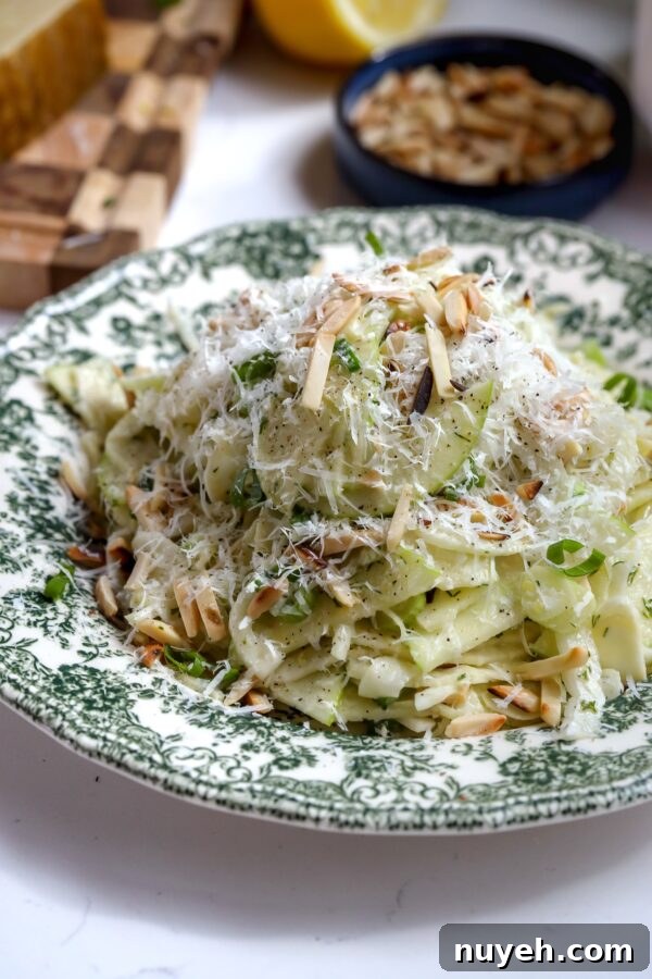 A crispy apple and fennel salad with a creamy dill manchego salad dressing