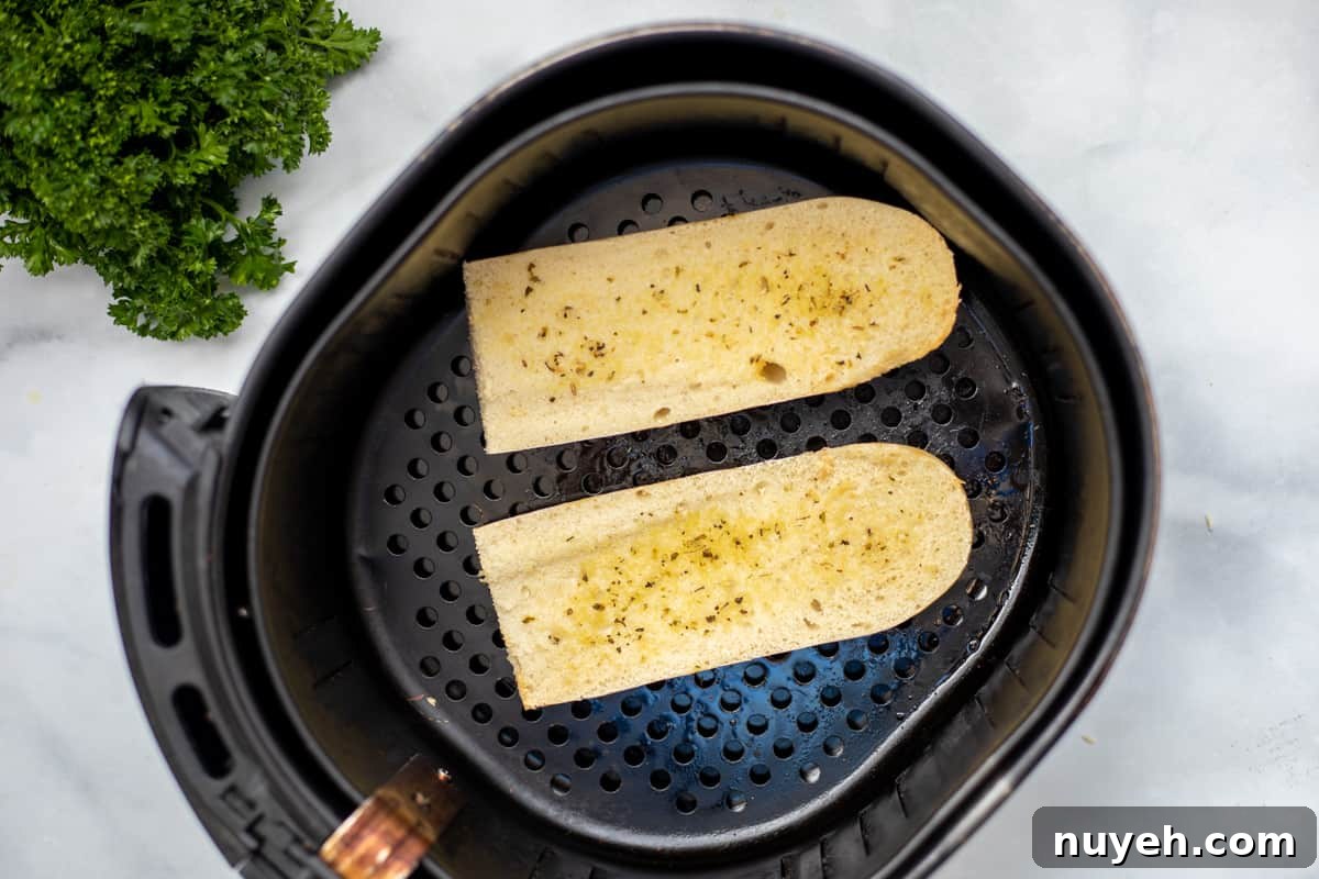 Toasted french bread in air fryer.