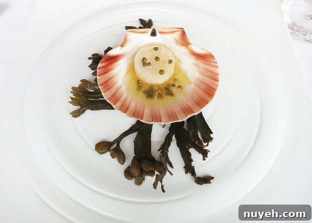 8th course: "The Perfect Scallop", at Geranium Restaurant, Copenhagen / FoodNouveau.com