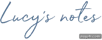 Blue cursive text reads 'Lucy's notes' on a transparent background.