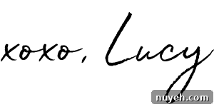 Black cursive text that reads xo Lucy as a signature.