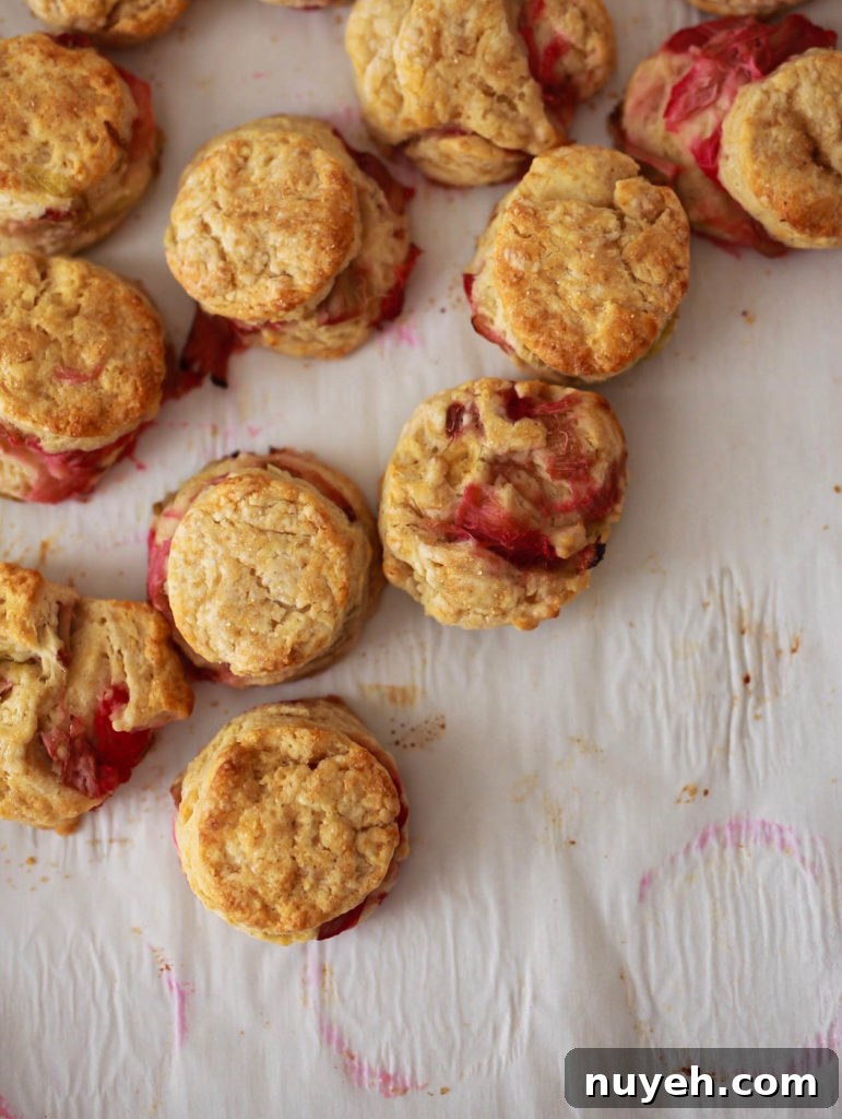 Roasted Rhubarb Buttermilk Brown Sugar Scones