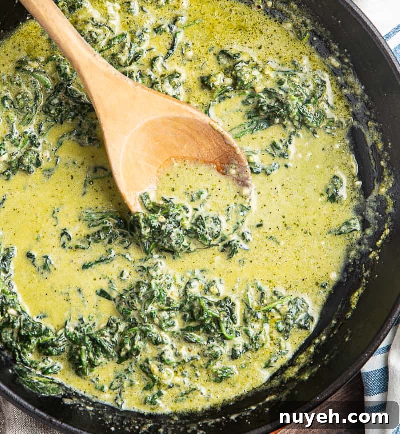 Creamy spinach mixture for squash