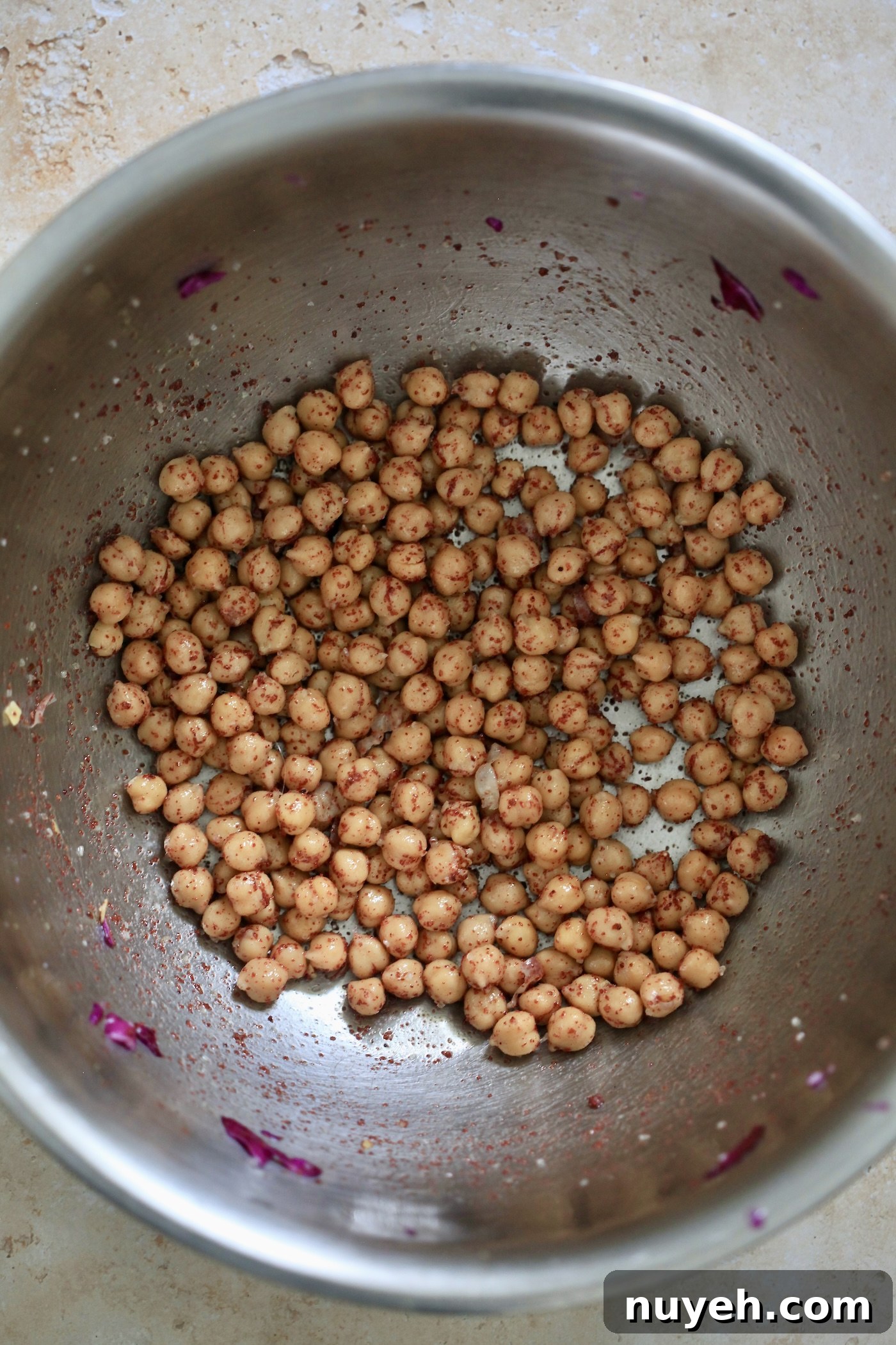 chickpeas in mixing bowl