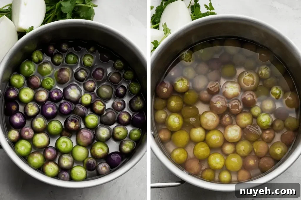 before-and-after-cooked -tomatillos