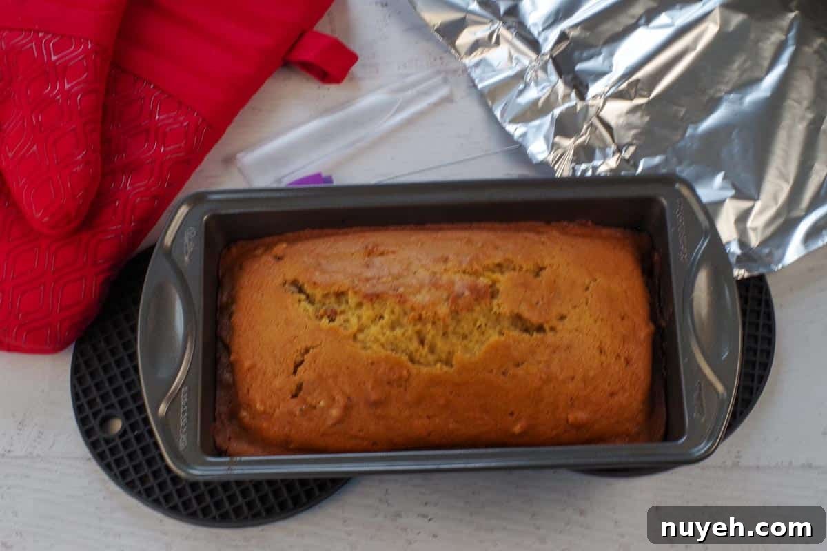 Dairy-free Pumpkin bread baked in loaf pan.