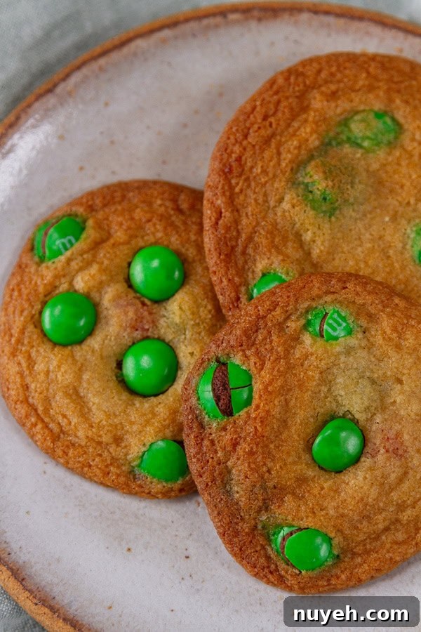 green chocolate candy cookies for St. Patrick's Day.