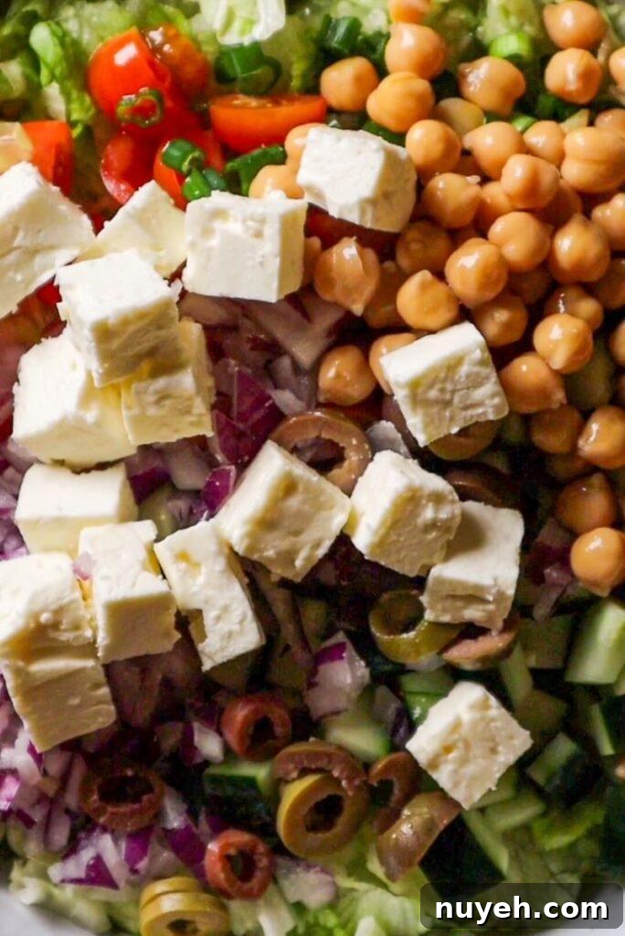 chopped greek and feta cheese salad