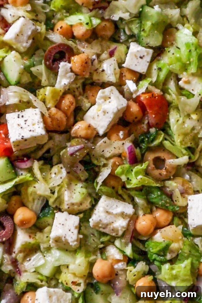 chopped greek salad and vinaigrette