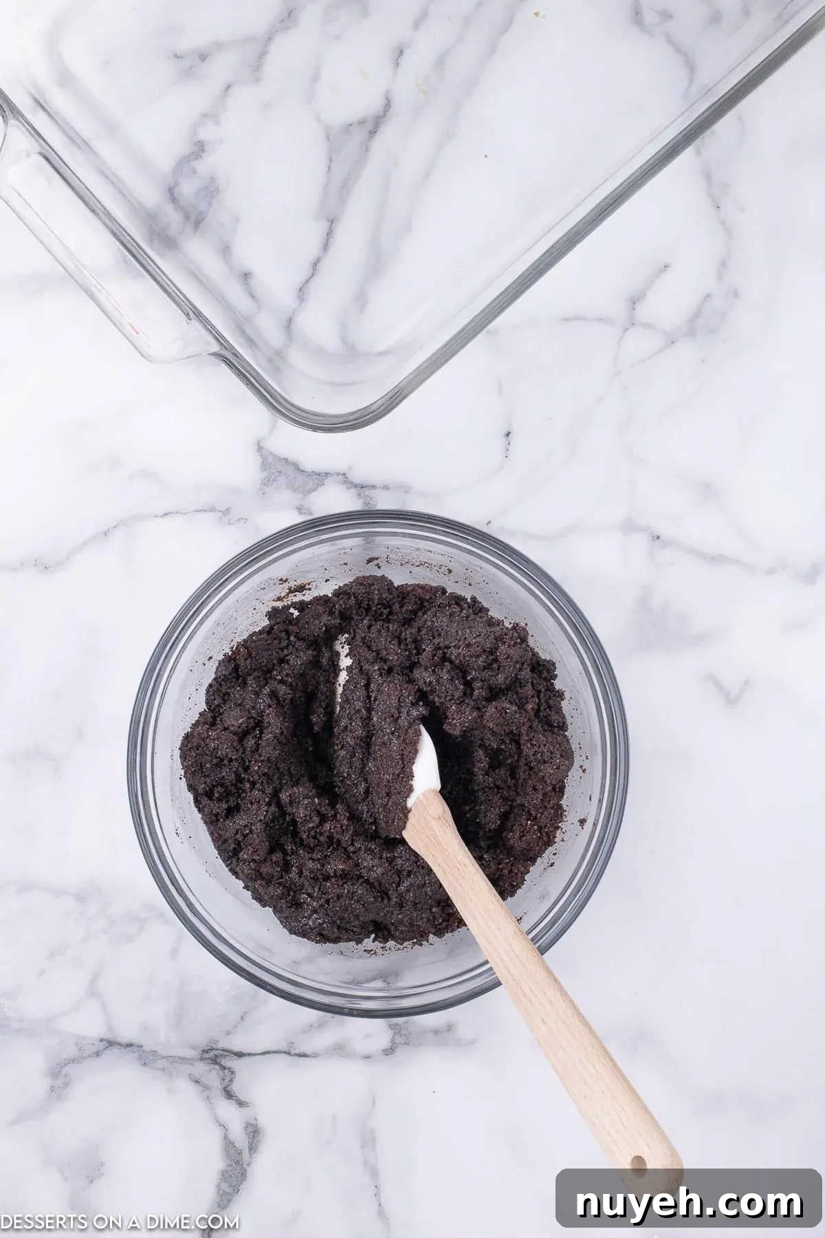 Cookie crumbs combined with butter.