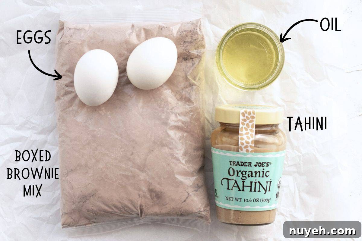 ingredients for tahini brownies