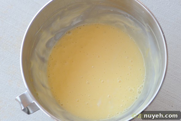 smooth batter in mixing bowl.