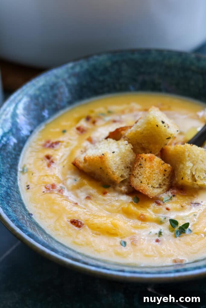 Creamy One-Pot Roasted Butternut Squash Soup Recipe 7 roasted butternut squash soup with croutons