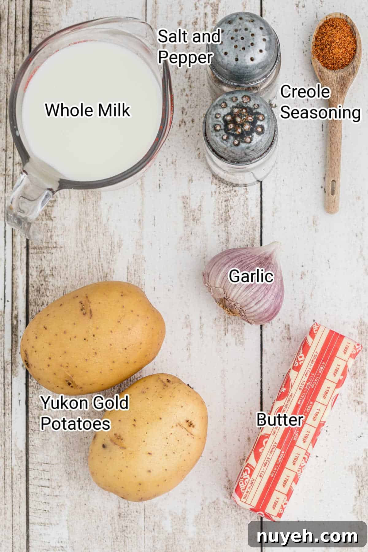 Popeyes mashed potatoes ingredients laid out.
