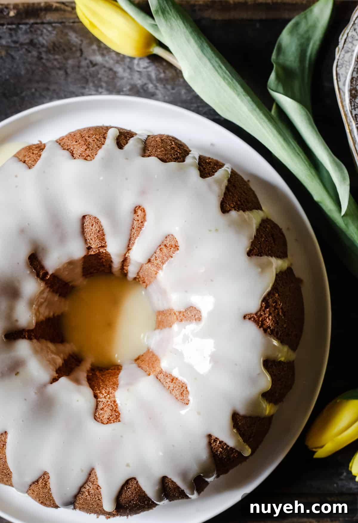 Vanilla Almond Cake with Lemon Curd Glaze {gluten-free}