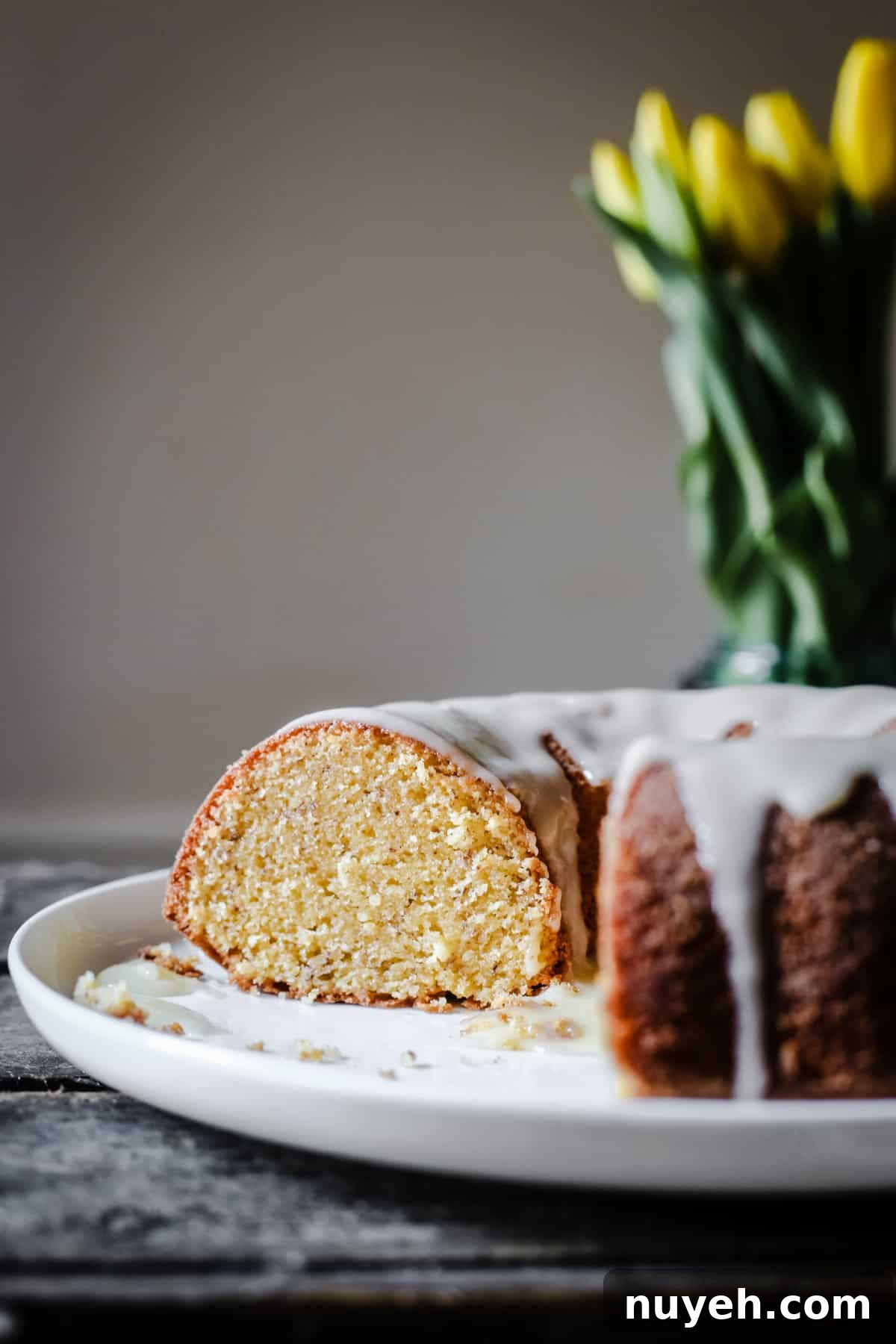 Vanilla Almond Cake with Lemon Curd Glaze {gluten-free}