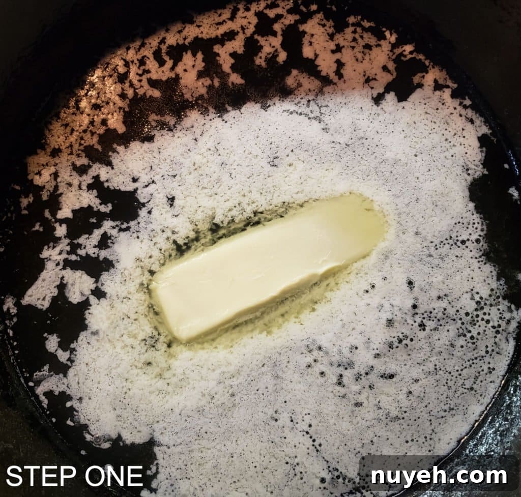melting butter in skillet