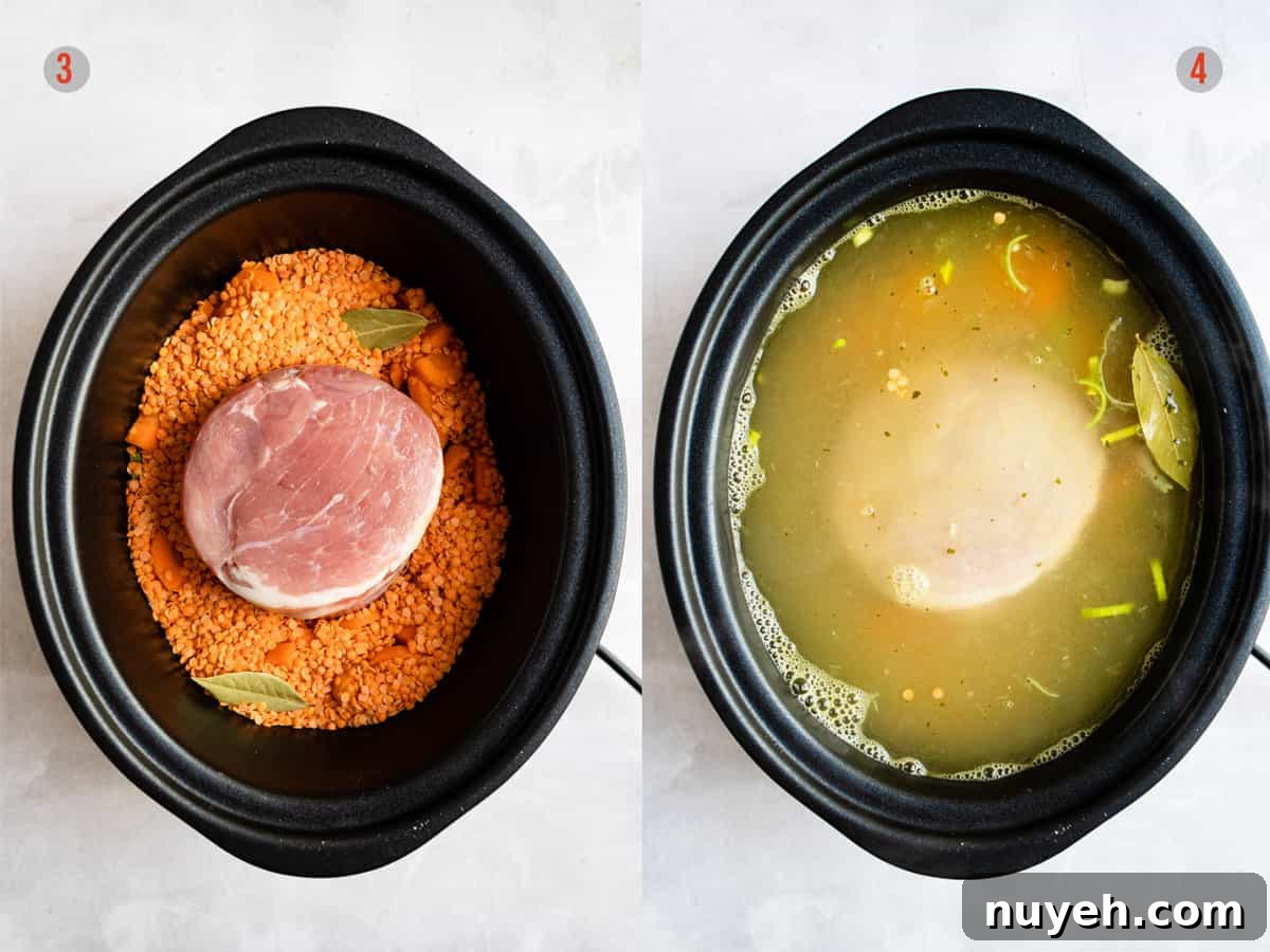 Slow Cooker Ham and Lentil Soup Recipe 5 gammon in the slow cooker for making soup