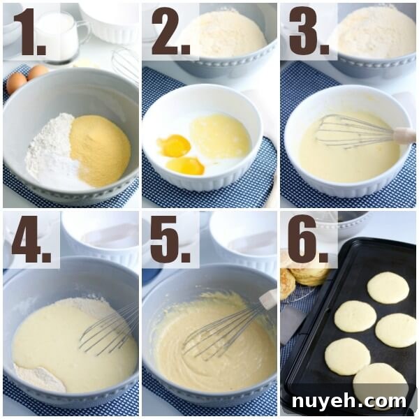 Fluffy Cornbread Pancakes Recipe with Honey Butter 3 Here are the steps to make pancakes.