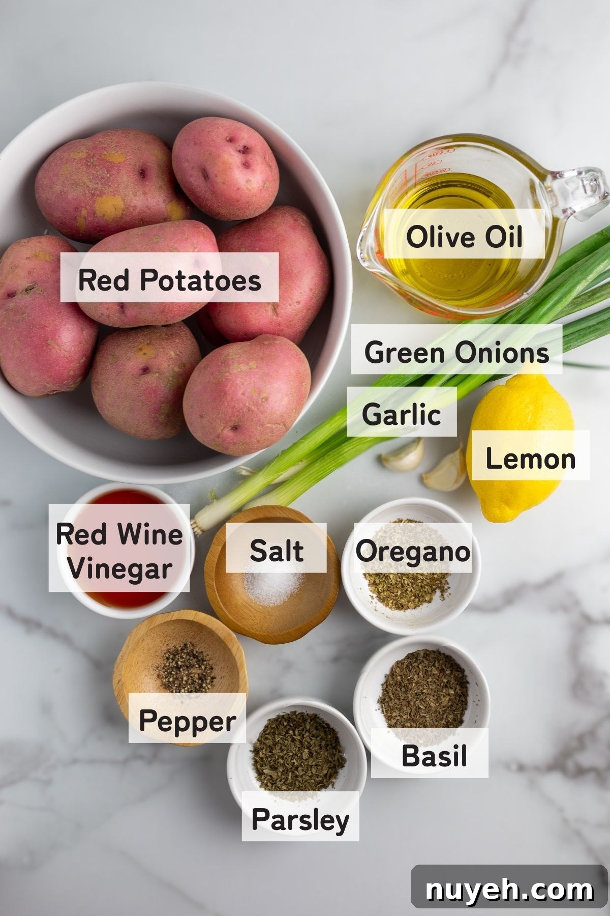 Red potatoes on a cutting board