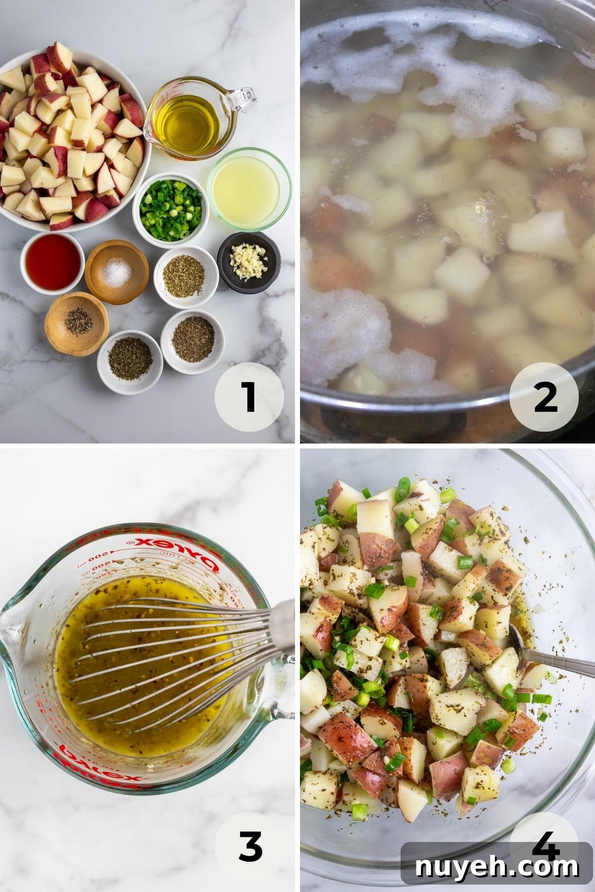 Cooked potato salad in a bowl