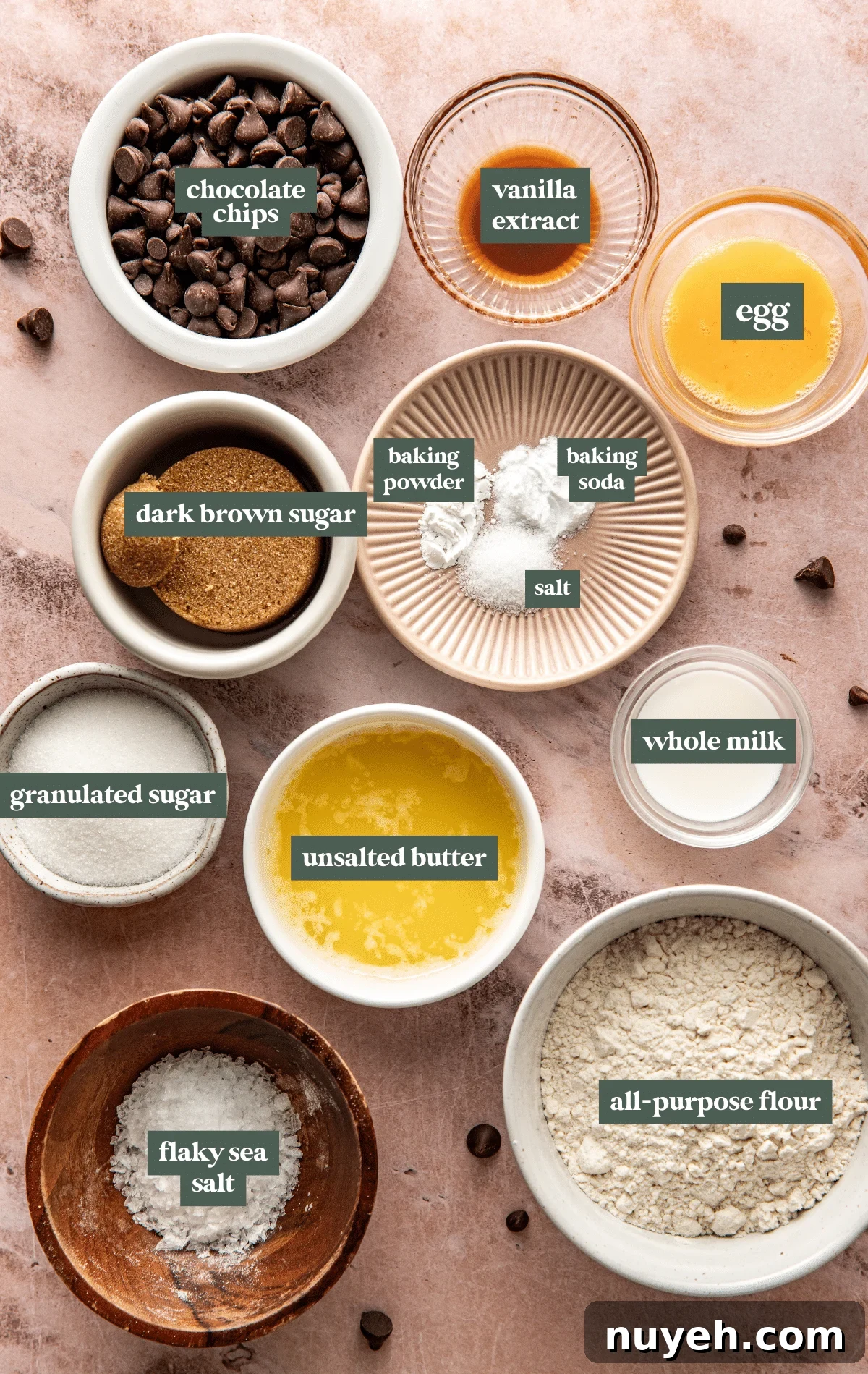 Ingredients for small batch cookies
