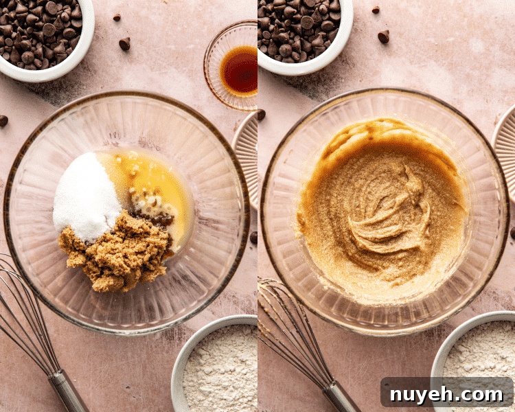 Mixing wet ingredients in a bowl
