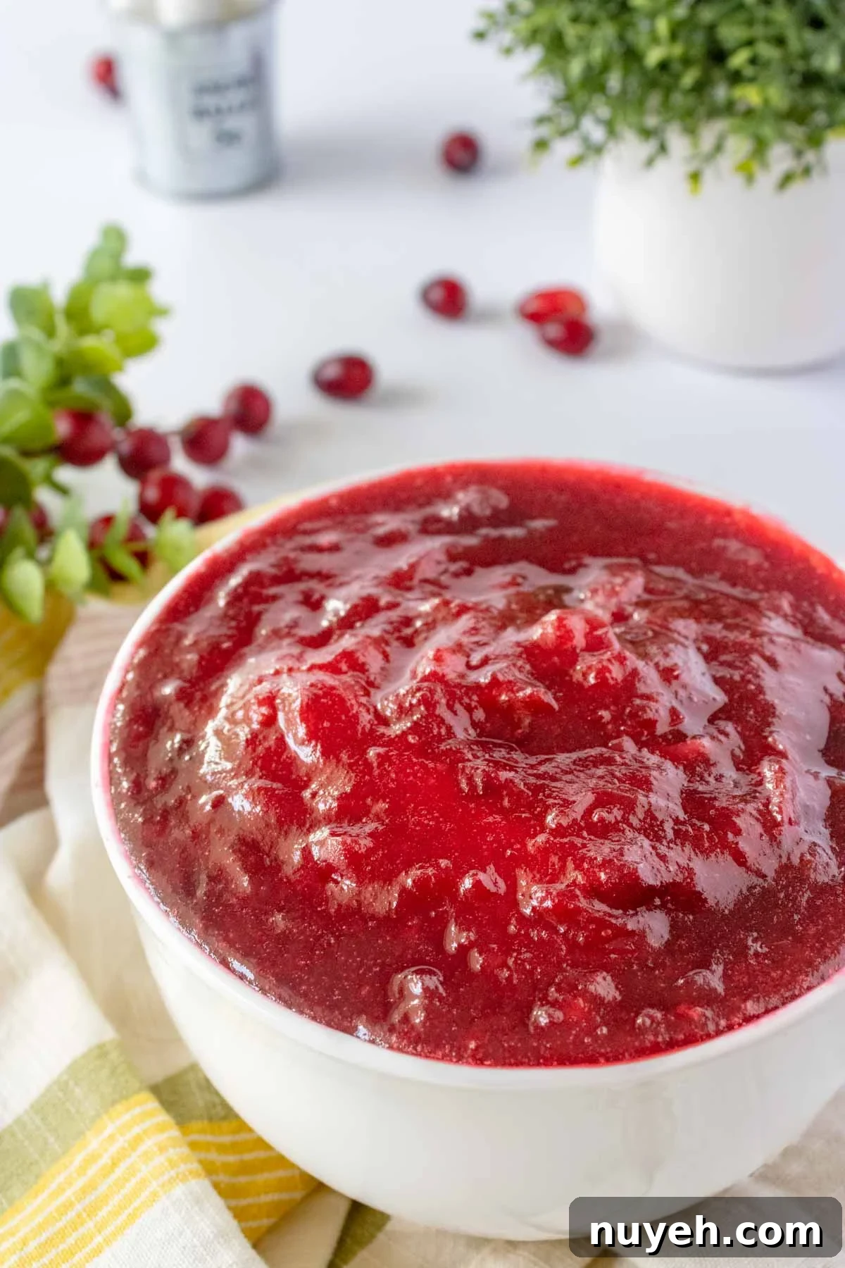 cranberry sauce in a bowl.