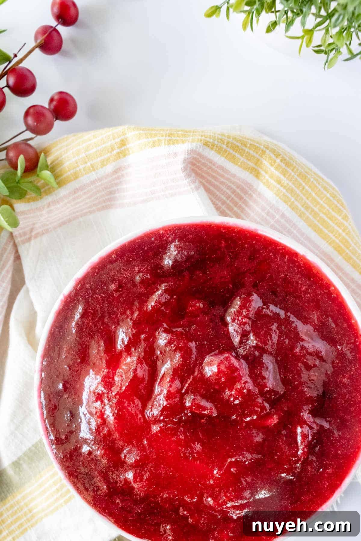 cranberry sauce in a bowl.