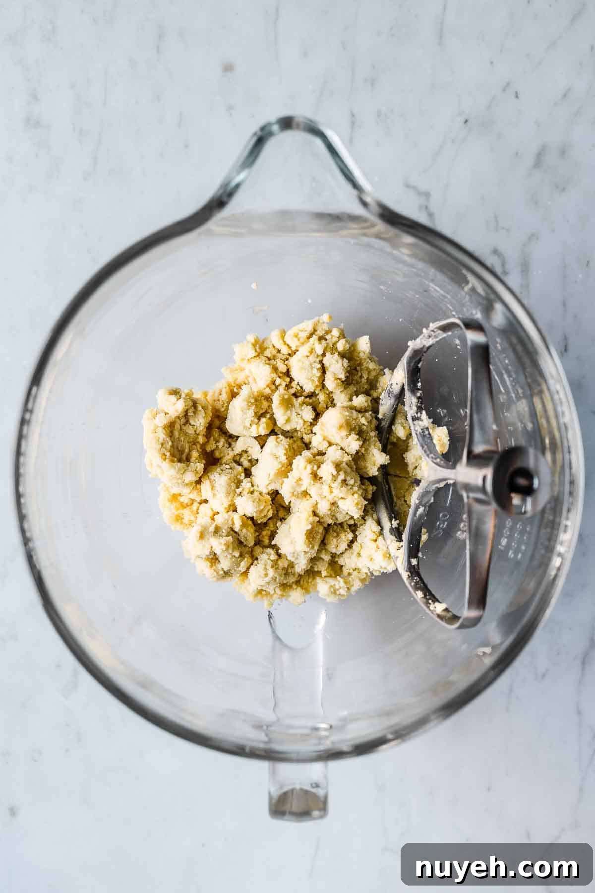 Mixing bowl with fully mixed dough.