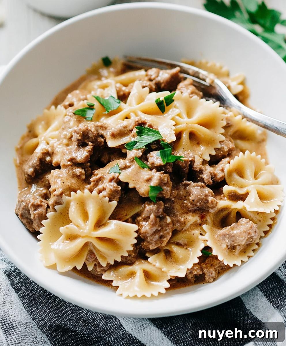 Creamy Beef And Bowtie Pasta Recipe