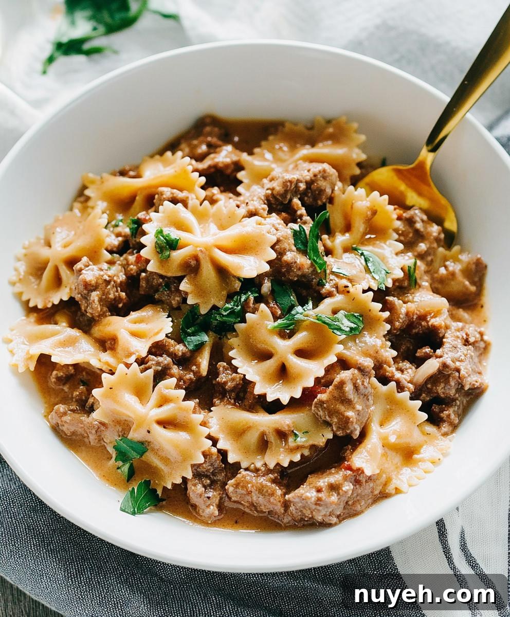 Creamy Beef And Bowtie Pasta Recipe