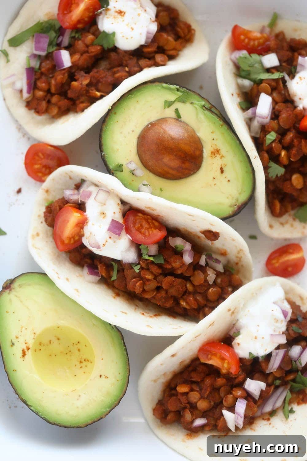 Instant Pot Lentil Tacos on a platter