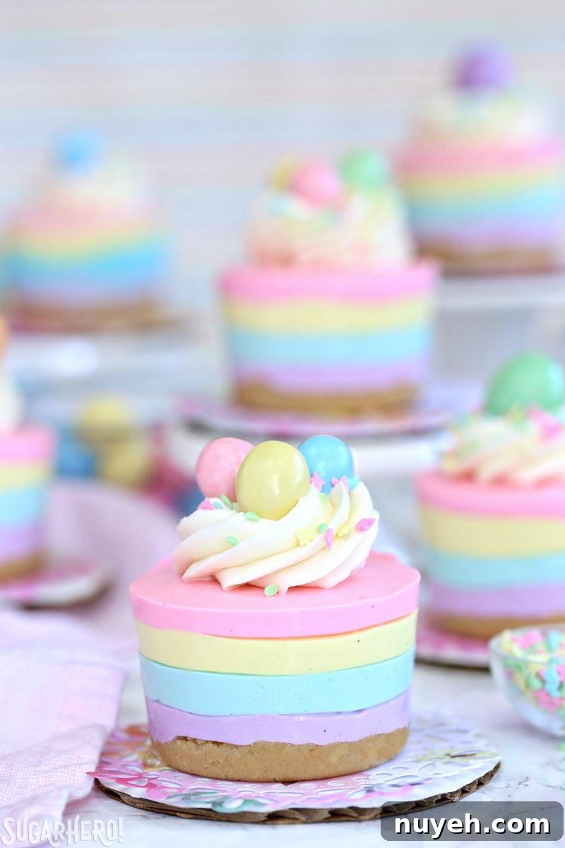 easter colored no bake cheesecake 