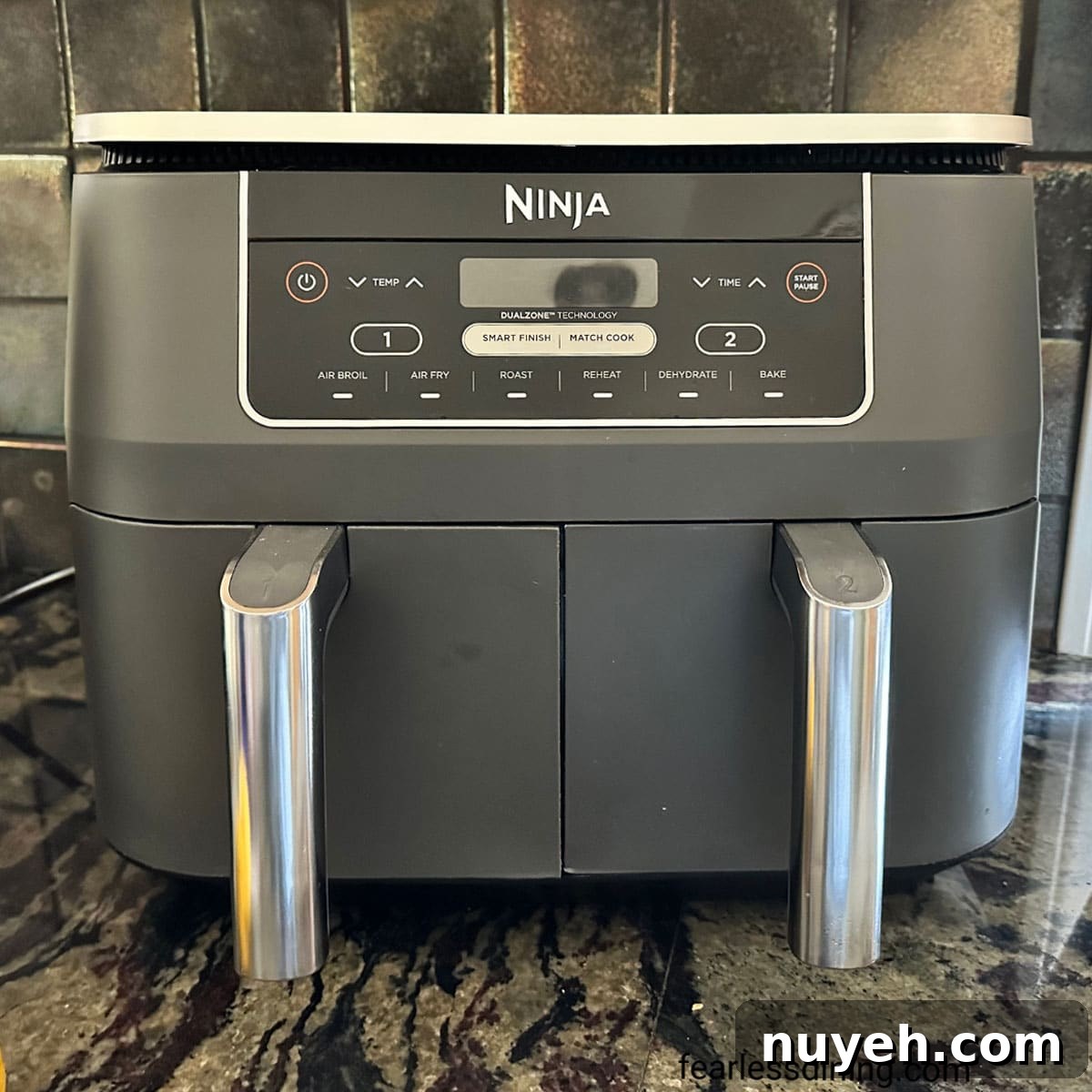 Air Fryer Crispy Gluten-Free Zucchini Chips 3 A photo of my Ninja Foodie Dual Zone Air Fryer on my kitchen counter.