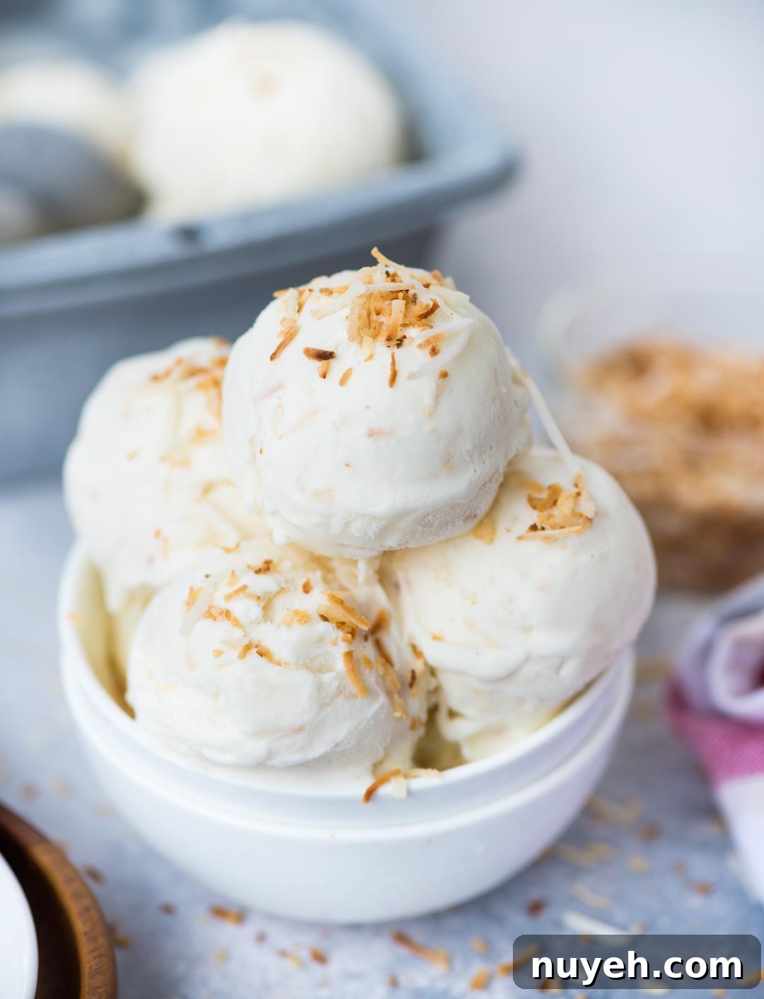 With real coconut flavour , this Coconut milk Ice Cream is so easy to make. It is no churn and you don't even need an Ice cream maker. Beautiful light texture and Creamy, this Coconut Ice Cream is a must try in Summer.